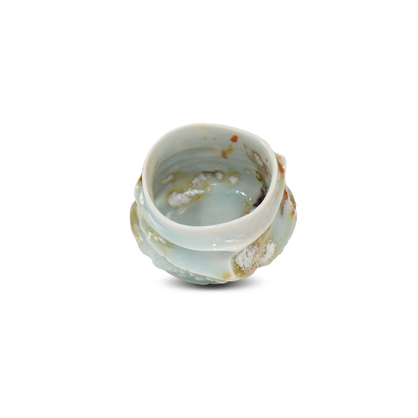 Ensai guinomi #1 inside view – brown and white glaze are beautifully placed.