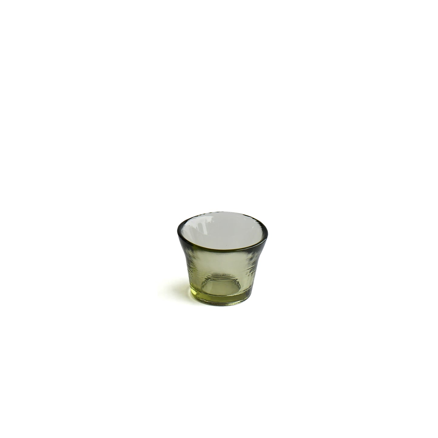 Sui handcrafted green glass sake cup made from recycled Oya stone glass.