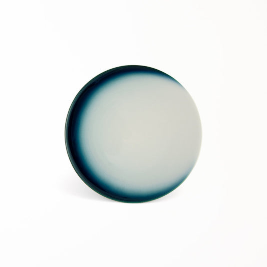 White dessert plate Joshua Blue Premium with deep blue moon shaped crescent