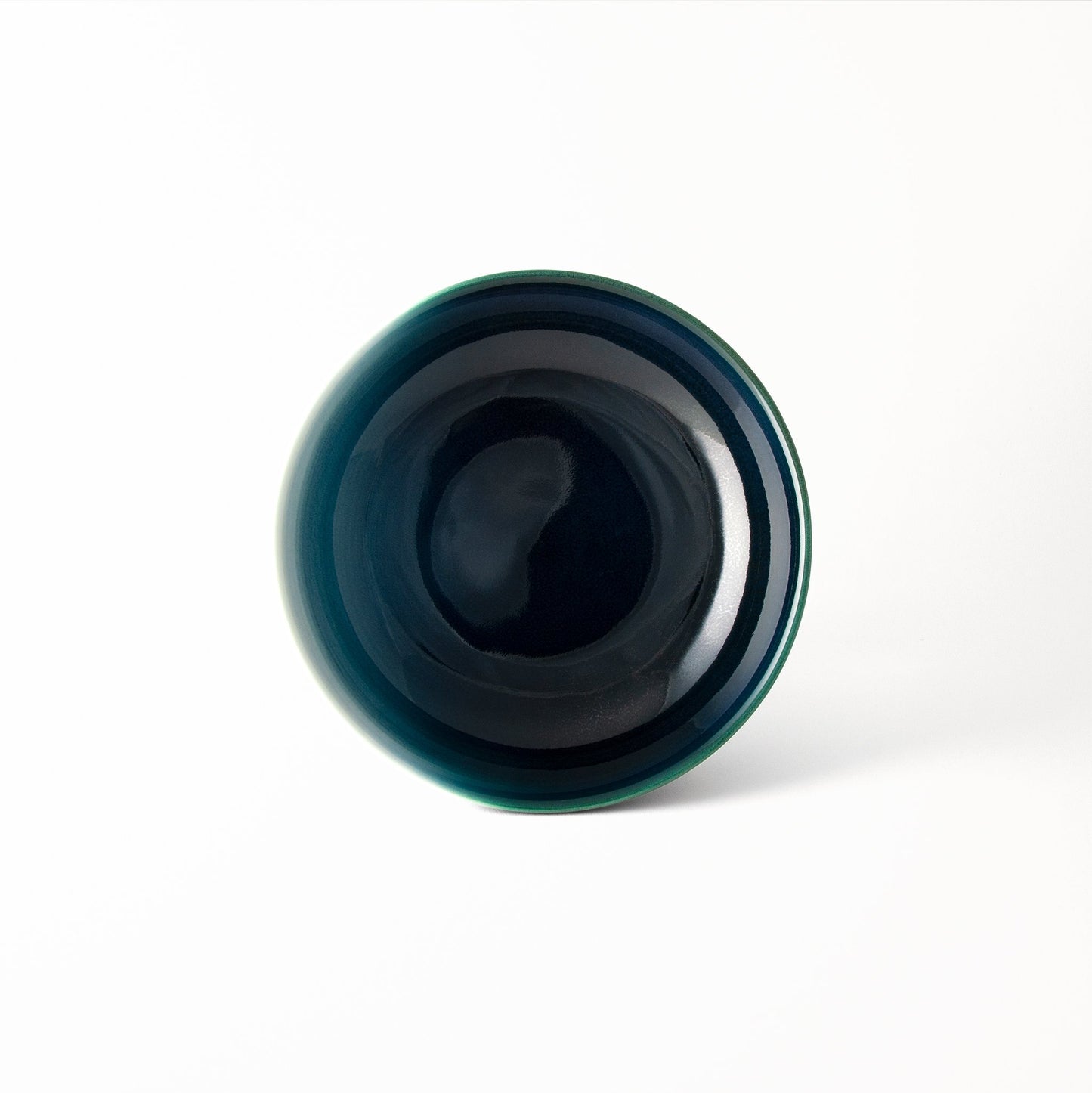 Contemporary Japanese tableware Seto Blue pasta bowl deep blue glaze inside hint of green at the rim