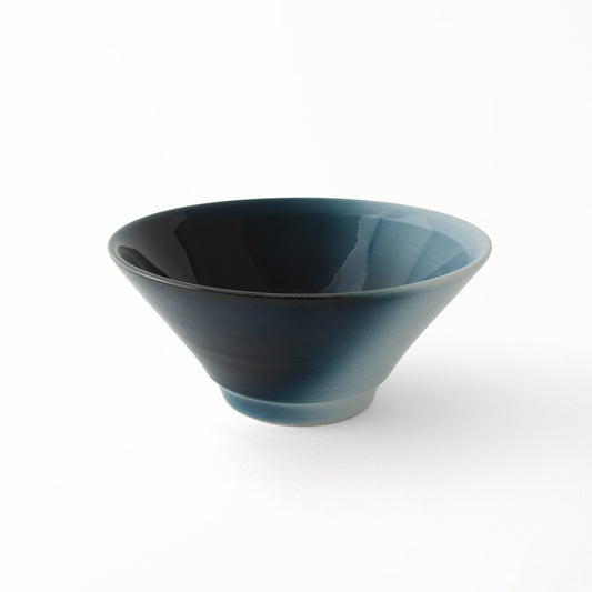 Midnight blue dissolving to white Japanese modern ramen bowl