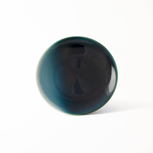 Japanese modern salad plate Seto Blue Collection deep blue glaze diffusing to white one edge