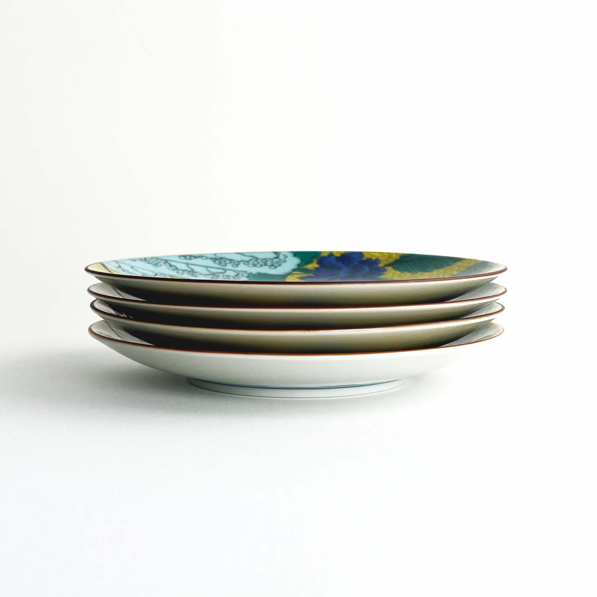Stack of 4 peony appetizer plates