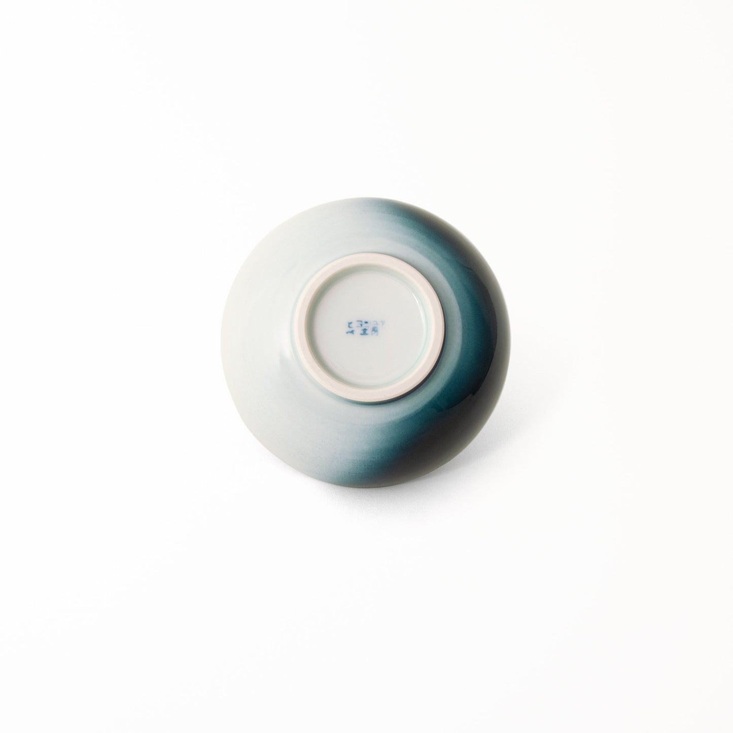 Modern Japanese ceramic bowl Seto Blue Collection Takenishi’s studio signature