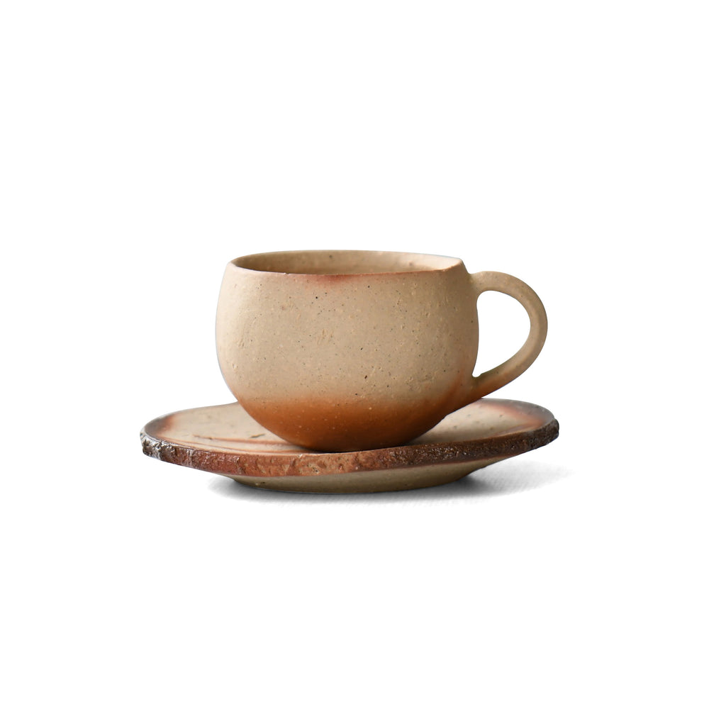 Seikan Coffee/Tea Cup and Saucer #2 | Bizen Japanese Pottery