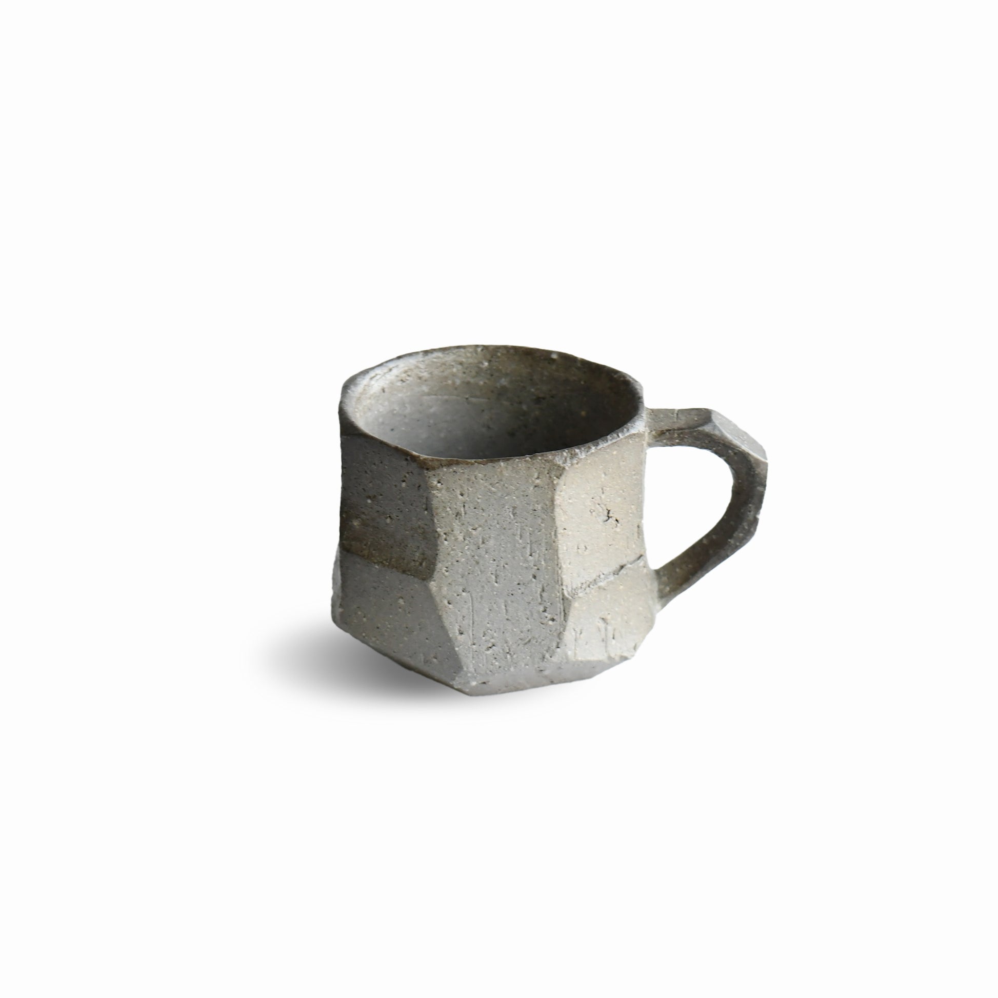Sehitsu Mug Small #1 by Manabu Suehiro, handcrafted Japanese ceramic espresso mug in textured grey stoneware.