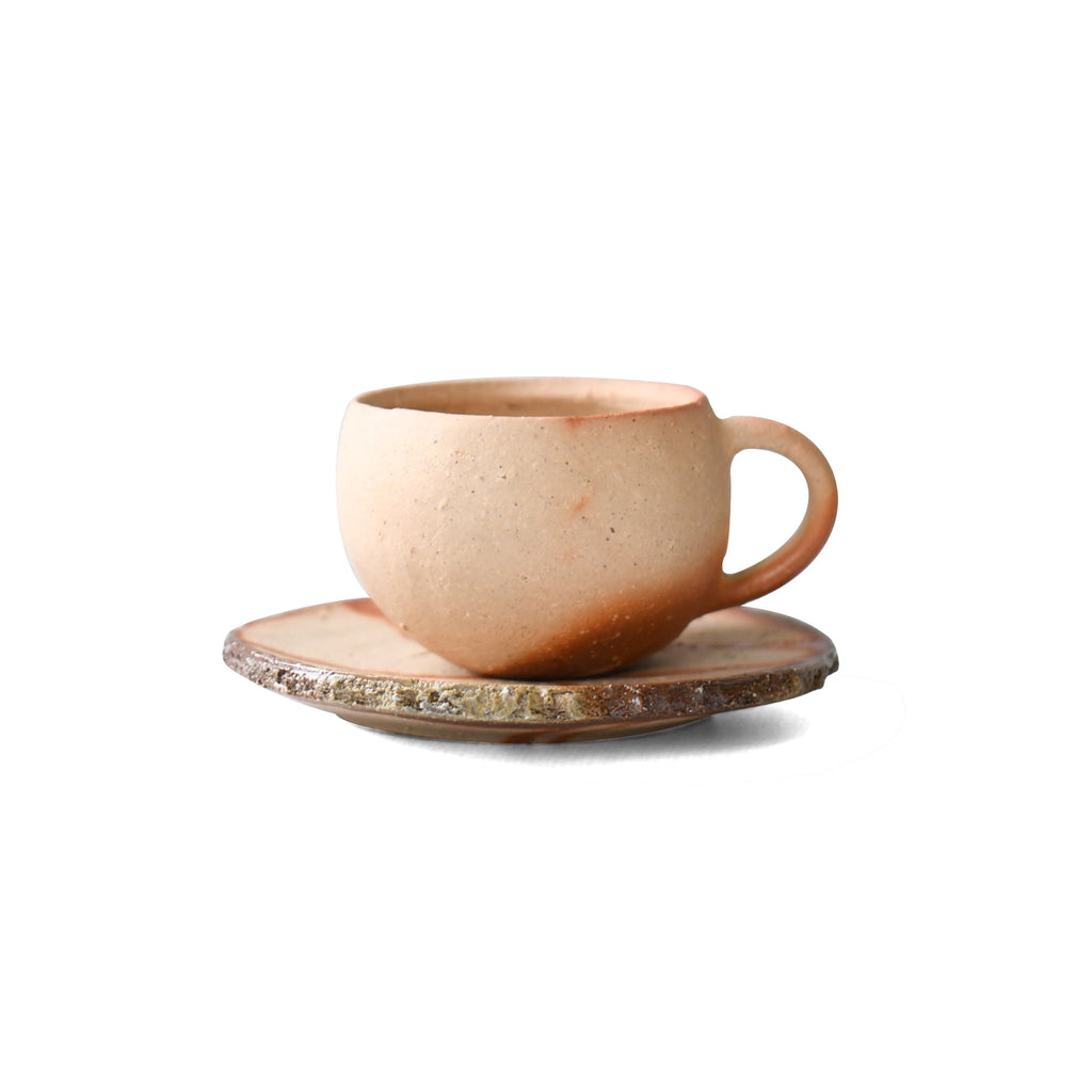 Seikan Bizen Coffee/Tea Cup and Saucer #1 | Bizen Japanese Pottery