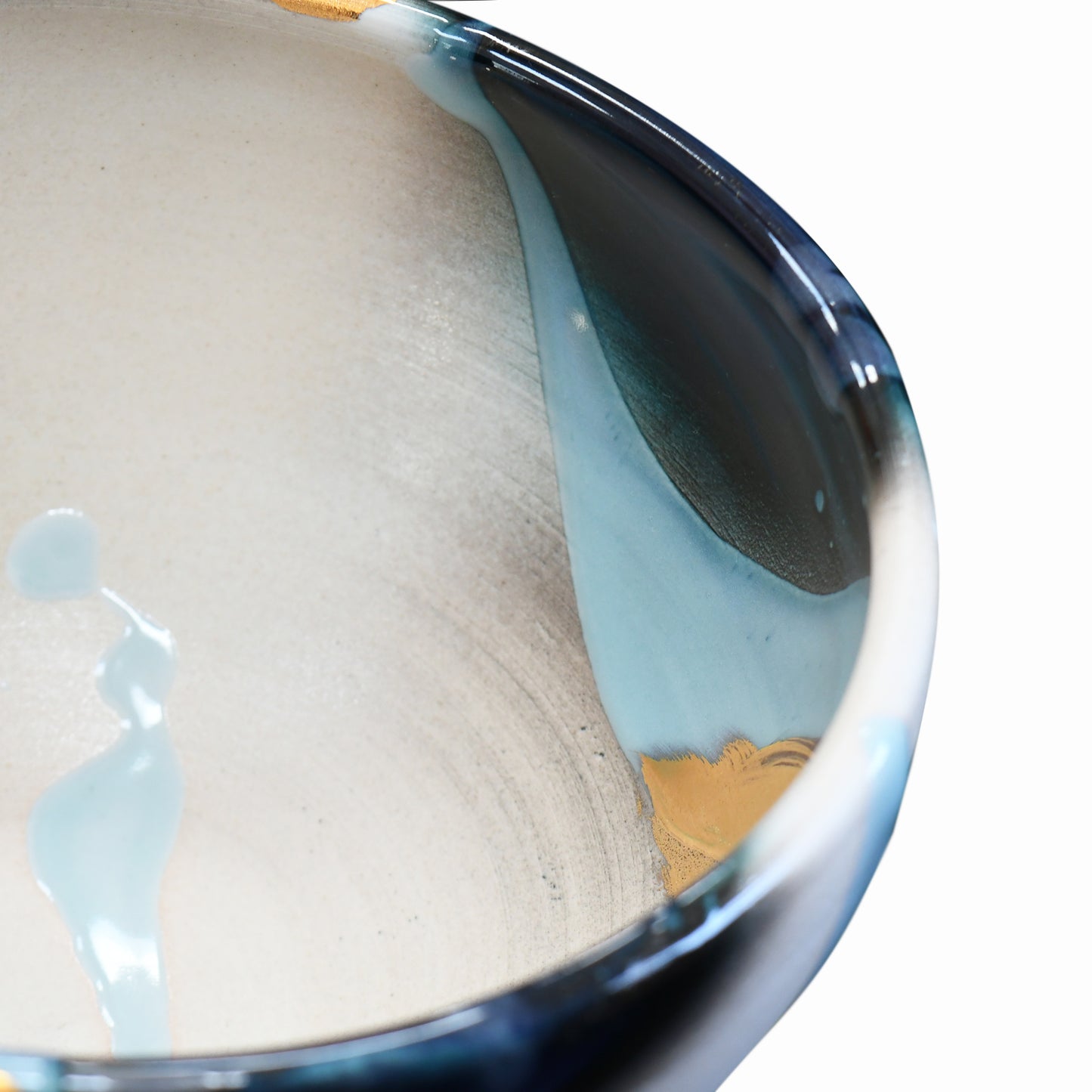 Kage Ao Large Art Bowl – Gold Accent by Yoshu Takenishi
