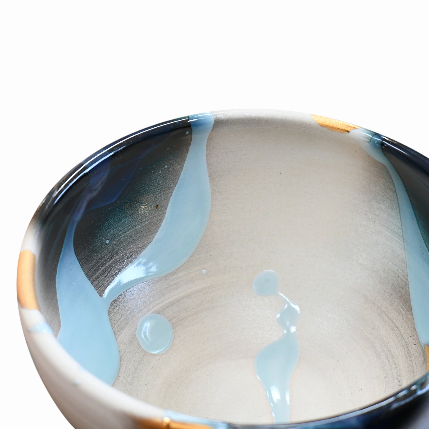 Kage Ao Large Art Bowl – Gold Accent by Yoshu Takenishi