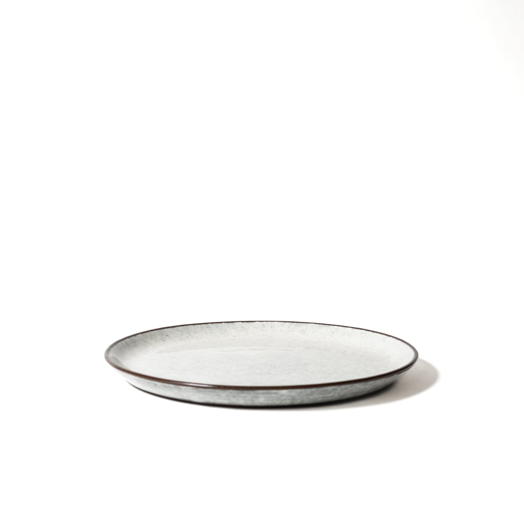 Side view of the flat plate with raised rim. 