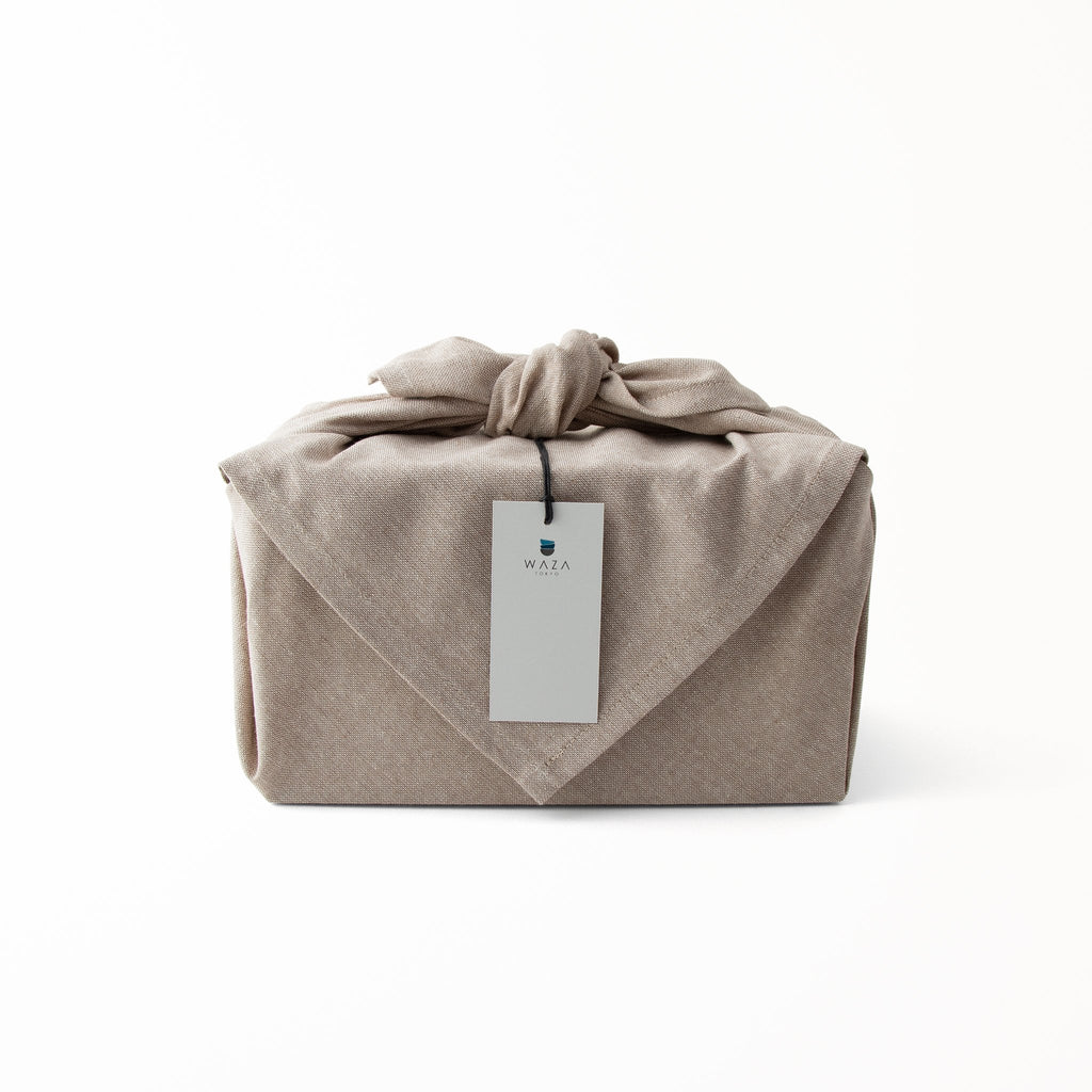 Kage-Ao tea set from Japan, box wrapped in linen furoshiki