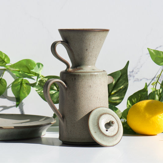Kanade Matte Opal Green Coffee Dripper Set | Handmade Japanese Pottery