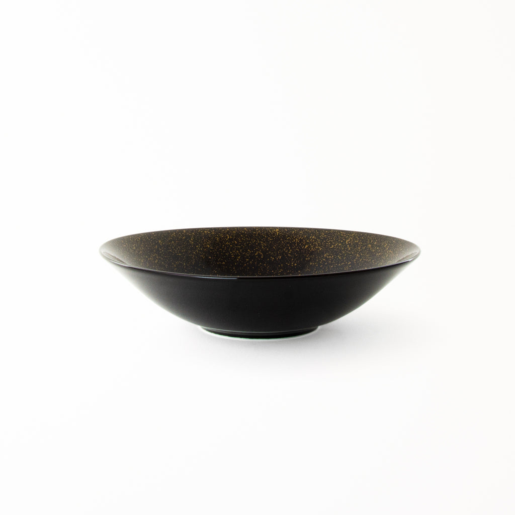 Side view of shallow bowl. Elegant shape. Suitable for salad, soup, and dessert.