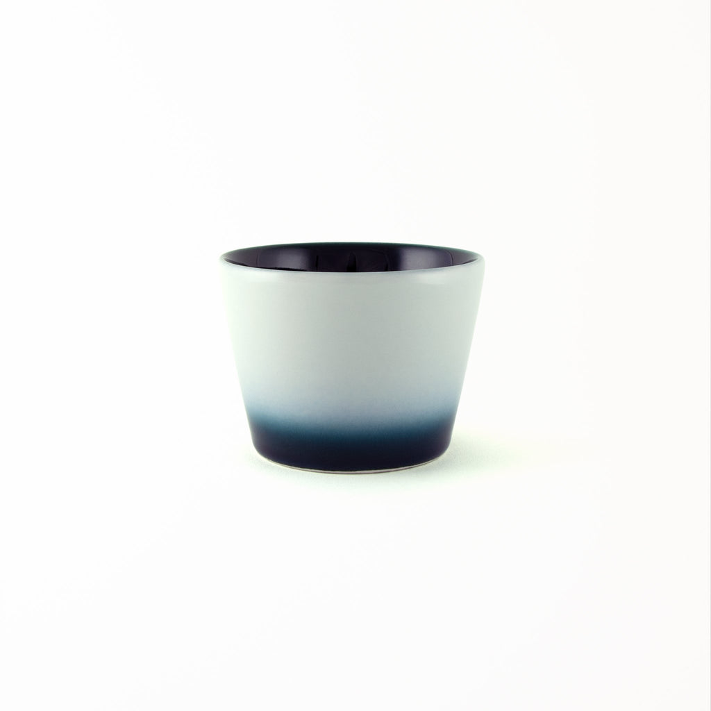 Japanese dessert cup Shima White exterior diffusing to a deep blue at base