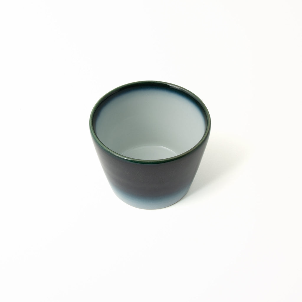 Modern blue and white Japanese ceramic small dessert cup Seto Blue Collection white and deep blue glaze